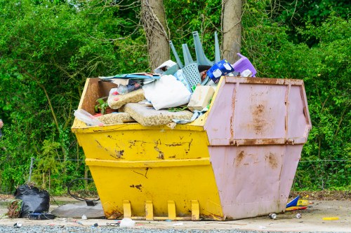 Recycling bins in a commercial setting